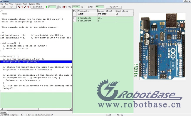 Simulator for Arduino 的主界面