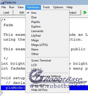 Simulator for Arduino 硬件選擇項目下內(nèi)容