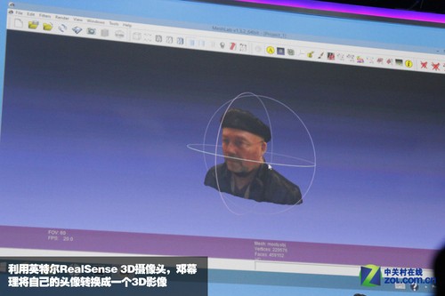 利用英特爾realsense3d攝像頭，鄧幕理將自己的頭像轉(zhuǎn)換成了3d影像